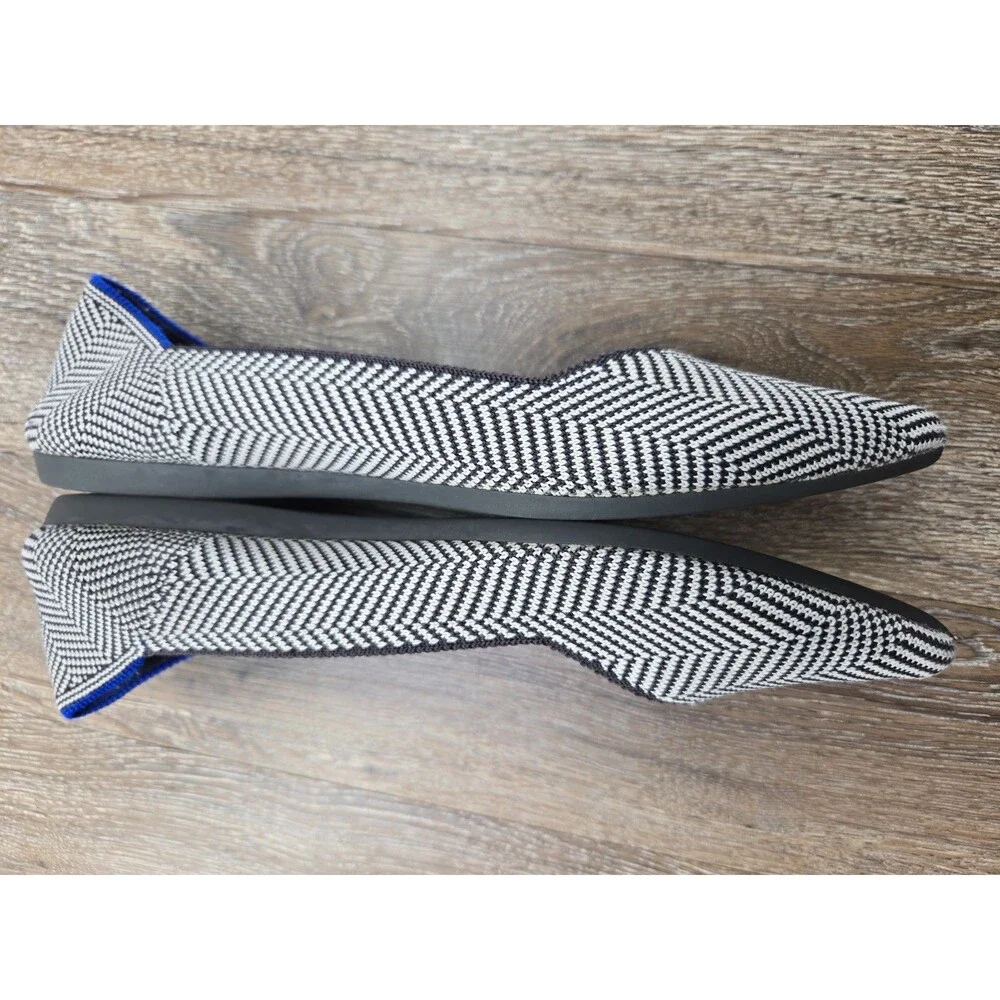 Rothy's The Point Flats Gray Grey Herringbone  Women's Size 8